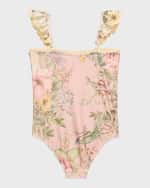 Image 2 of 3: Zimmermann Girl's Waverly Floral-Print One-Piece Swimsuit, Size 1-10