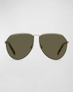 Image 3 of 3: Etro Logo Stainless Steel Aviator Sunglasses