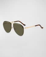 Image 1 of 3: Etro Logo Stainless Steel Aviator Sunglasses