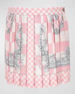 Image 2 of 2: Versace Girl's Pleated Barocco-Trim Skirt, Size 8-12