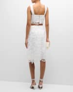 Image 3 of 6: Milly Carreen Straight Floral Lace Midi Skirt