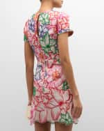 Image 4 of 6: Milly Kyla Floral-Embroidered A-Line Mini Dress