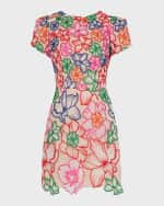 Image 1 of 6: Milly Kyla Floral-Embroidered A-Line Mini Dress