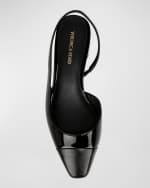 Image 4 of 4: Veronica Beard Cecile Mixed Leather Slingback Flats