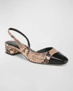 Image 3 of 4: Veronica Beard Cecile Embossed Leather Slingback Flats