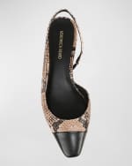 Image 4 of 4: Veronica Beard Cecile Embossed Leather Slingback Flats