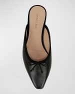 Image 4 of 4: Veronica Beard Catherine Leather Bow Ballerina Mules