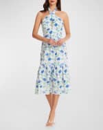 Image 3 of 4: Dress the Population Black Label Gabby Beaded Embroidered Halter Midi Dress