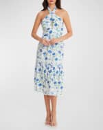 Image 1 of 4: Dress the Population Black Label Gabby Beaded Embroidered Halter Midi Dress