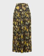 Image 1 of 6: Ulla Johnson Annine Floral Pleated Midi Skirt