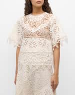 Image 2 of 5: Ulla Johnson Aria Cutwork Embroidered Linen Blouse