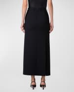 Image 3 of 5: Akris Double-Face Wool Midi Skirt with Irregular Slits
