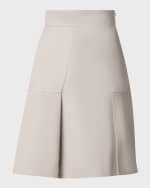Image 1 of 5: Akris Double-Face Cotton Midi Skirt with Irregular Pleating