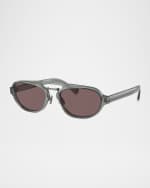 Image 4 of 4: Brunello Cucinelli Men's Acetate Oval Sunglasses