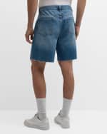Image 4 of 5: FRAME Men's Vintage Raw-Hem Denim Shorts