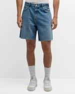 Image 2 of 5: FRAME Men's Vintage Raw-Hem Denim Shorts
