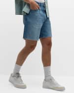 Image 3 of 5: FRAME Men's Vintage Raw-Hem Denim Shorts