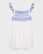 Image 1 of 3: Ralph Lauren Childrenswear Girl's Smocked Embroidered Romper, Size 3M-24M