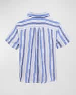 Image 2 of 3: Ralph Lauren Childrenswear Boy's Linen Striped Polo Shirt, Size 2-7