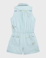 Image 2 of 4: Ralph Lauren Childrenswear Girl's Chambray Embroidered Romper, Size 7-16