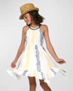 Image 5 of 6: Hannah Banana Girl's Halter Floral-Print Sundress, Size 4-6