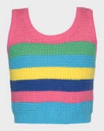 Image 6 of 6: Hannah Banana Girl's Multicolor Striped Crotchet Top, Size 4-6