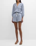 Image 2 of 6: Veronica Beard Judith Striped Button-Front Top