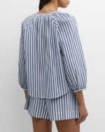 Image 5 of 6: Veronica Beard Judith Striped Button-Front Top