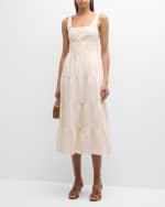 Image 2 of 6: PAIGE Ophella Lace-Up Tiered Midi Dress
