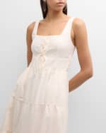 Image 5 of 6: PAIGE Ophella Lace-Up Tiered Midi Dress