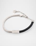 Image 1 of 5: Versace Men's Metal and Leather Bracelet