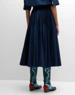 Image 4 of 6: Maison Common Pleated Taffeta Midi Skirt