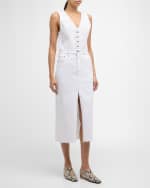 Image 5 of 6: PISTOLA Alex Denim Button-Front Midi Dress