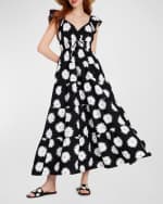 Image 1 of 4: kate spade new york pom pom tiered floral-print maxi dress