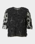 Image 1 of 5: Carolina Herrera Floral Applique Top