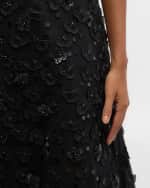 Image 4 of 4: Carolina Herrera Floral Applique Sequined Beaded Midi Dress