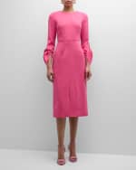 Image 5 of 6: Carolina Herrera Wrist-Tie Wool Midi Dress