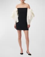 Image 4 of 5: Carolina Herrera Off-Shoulder Mini Dress with Draped Bow Sleeves