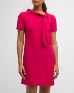 Image 5 of 6: Carolina Herrera Tie Boat Neck Wool Mini Dress
