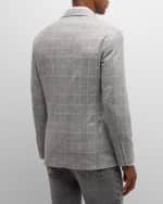 Image 5 of 6: Brunello Cucinelli Men's Plaid-Print Wool Sport Coat
