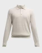 Image 1 of 6: Brunello Cucinelli Men's Cashmere Polo Sweater