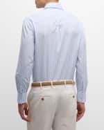 Image 5 of 6: Brunello Cucinelli Men's Striped Button Down Shirt