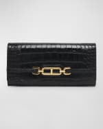 Image 1 of 5: TOM FORD Whitney Continental Wallet in Shiny Croc-Embossed Leather