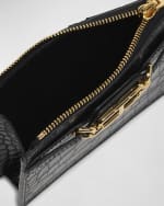 Image 5 of 5: TOM FORD Whitney Zip Card Holder in Shiny Croc-Embossed Leather