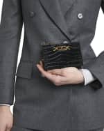 Image 3 of 5: TOM FORD Whitney Zip Card Holder in Shiny Croc-Embossed Leather