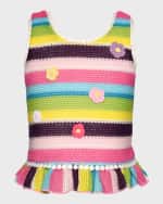 Image 6 of 6: Hannah Banana Girl's Multicolor Stripe Knit Top, Size 4-6