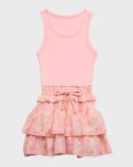 Image 4 of 6: Flowers by Zoe Girl's Tiered Eyelet Tank Dress, Size S-XL