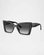 Image 4 of 4: Jimmy Choo Embellished Acetate Butterfly Sunglasses