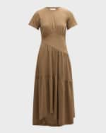 Image 1 of 6: FRAME Short-Sleeve Gathered Maxi Dress