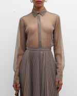 Image 1 of 7: Altuzarra Chika Strass Embellished Mesh Button-Down Top